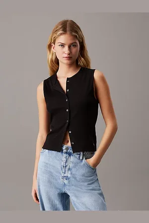 Calvin Klein Chaleco slim de canalé de algodón