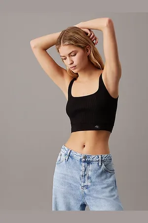 Calvin Klein Top de corpiño de canalé de algodón
