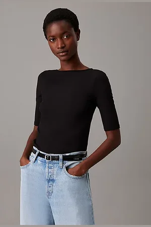 Calvin Klein Top skinny de modal con espalda al aire