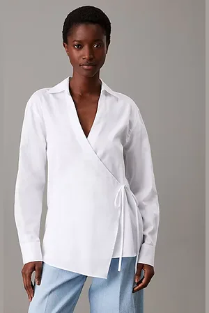 Calvin Klein Camisa cruzada holgada de popelín