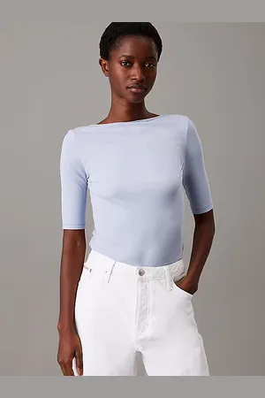 Calvin Klein Top skinny de modal con espalda al aire