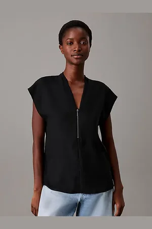 Calvin Klein Blusa con cremallera Georgette