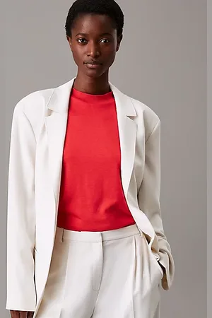 Calvin Klein Blazer de sarga con cinturón de viaje