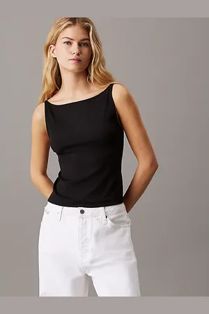 Calvin Klein Top de espalda abierta con cinta con logo