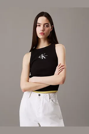 Calvin Klein Camiseta slim de tirantes con monograma de canalé