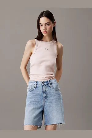 Calvin Klein Camiseta slim de tirantes de canalé de algodón