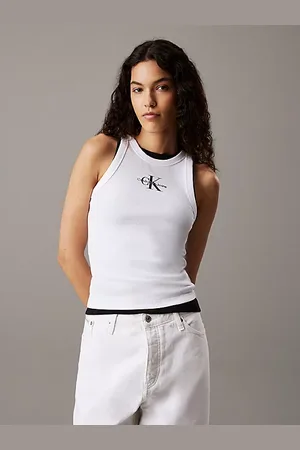 Calvin Klein Camiseta slim de tirantes con monograma de canalé