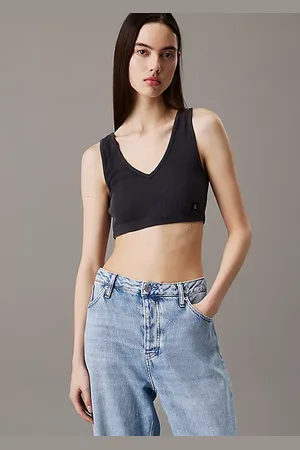 Calvin Klein Top de corpiño de canalé de algodón