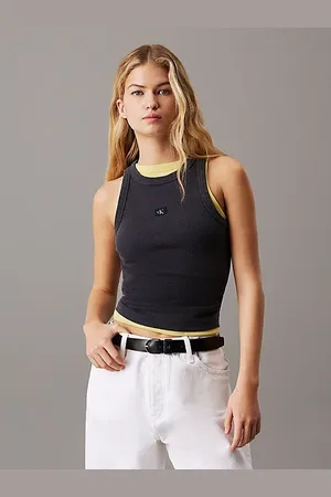 Calvin Klein Camiseta slim de tirantes de canalé de algodón