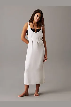 Calvin Klein Vestido de playa con cintura anudada cruzada