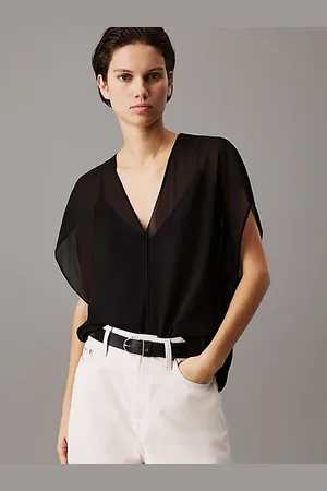 Calvin Klein Blusa holgada Georgette transparente