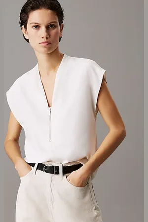 Calvin Klein Blusa con cremallera Georgette