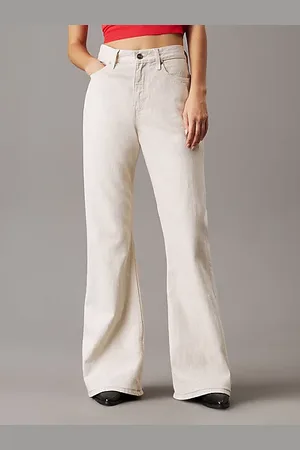 Calvin Klein Relaxed Flared Linen Blend Jeans