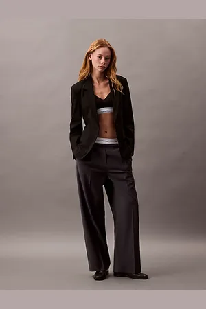 Calvin Klein Pantalones tropicales de mezcla de lana