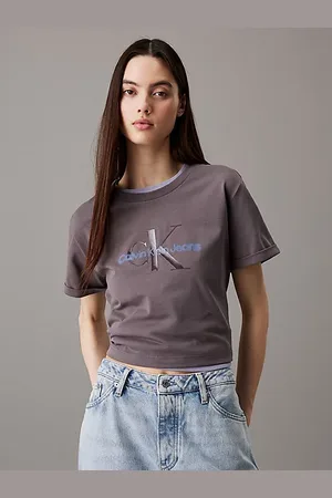 Calvin Klein Camiseta con logo brillante cropped