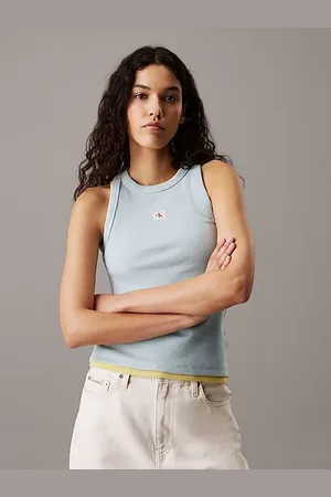 Calvin Klein Camiseta slim de tirantes de canalé de algodón