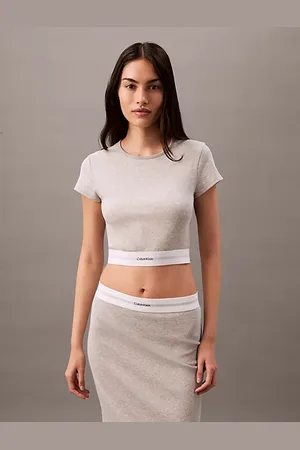 Calvin Klein Camiseta de estar por casa cropped - Cotton Stretch Rib