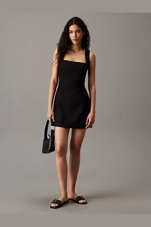 Calvin Klein Vestido corto de lino y algodón suave