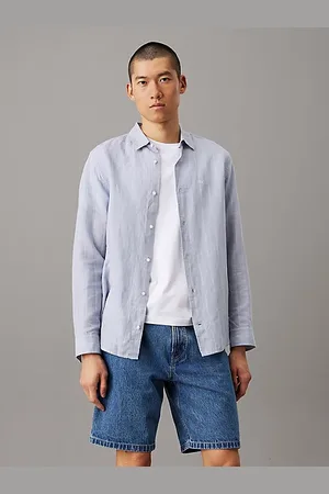 Calvin Klein Camisa a rayas de lino y algodón