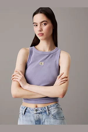 Calvin Klein Camiseta slim de tirantes de canalé de algodón