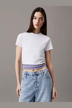 Calvin Klein Camiseta cropped de algodón elástico