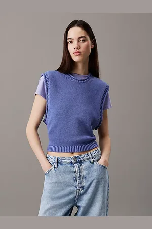 Calvin Klein Top holgado de punto de lino y algodón