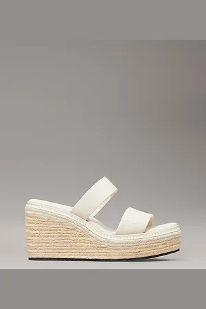 Calvin Klein Sandalias de cuña tipo alpargatas con piel
