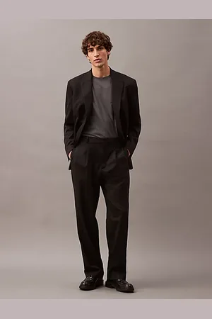 Calvin Klein Pantalón recto de lana plisado