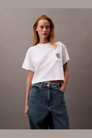 Calvin Klein Camiseta Cropped con escudo con logo