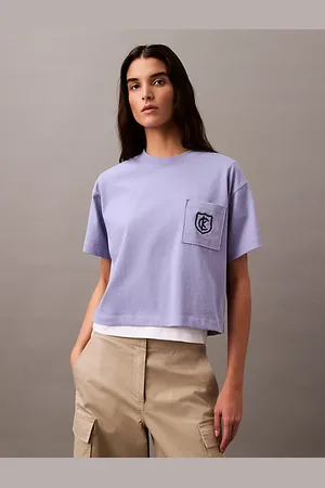 Calvin Klein Camiseta Cropped con escudo con logo