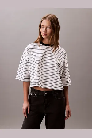 Calvin Klein Camiseta boxy a rayas cropped
