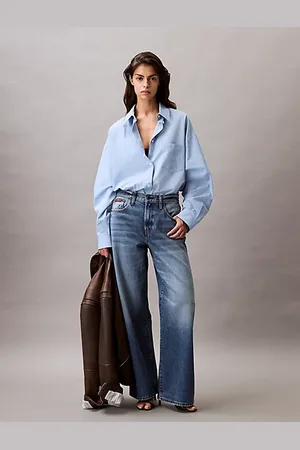 Calvin Klein Camisa con botones holgada de mezcla de viscosa