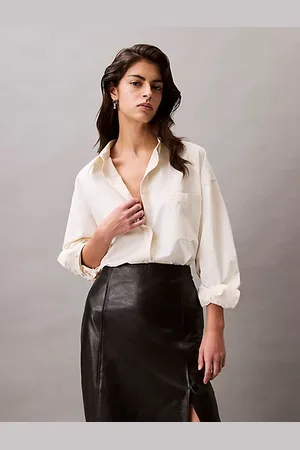 Calvin Klein Camisa con botones holgada de mezcla de viscosa