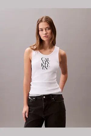 Calvin Klein Camiseta de tirantes de canalé con logo gráfico