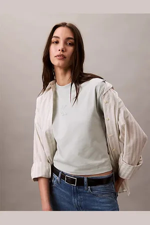 Calvin Klein Camiseta cropped con monograma