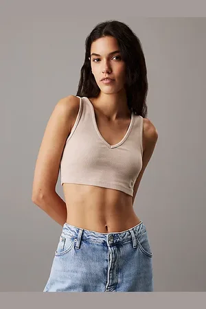 Calvin Klein Top de corpiño de canalé de algodón