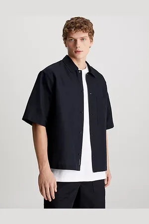 Calvin Klein Camisa de manga corta de lino y algodón