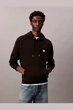 Calvin Klein Sudadera con capucha de felpa de algodón con insignia