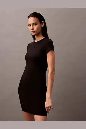 Calvin Klein Vestido camisero de algodón elástico suave