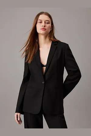 Calvin Klein Blazer elástico de mezcla de lana