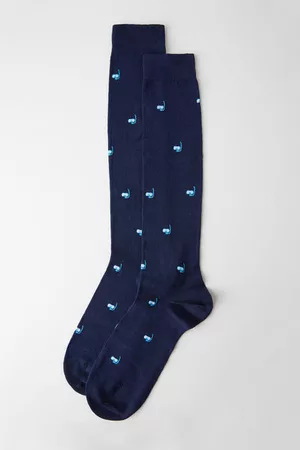 Pack de 2 pares de calcetines altos para hombre en viscosa azul Dim Bambou