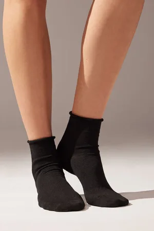 Calzedonia Calcetines Cortos con Lino Sin Puño Mujer Tamaño 39-41
