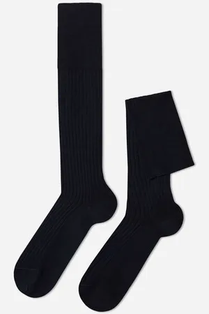 Calzedonia Calcetín largo de hilo de escocia de canalé para hombre Hombre Tamaño 46-47