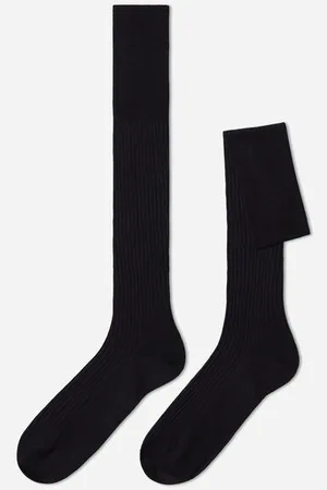 Calzedonia Calcetín largo de hilo de escocia de canalé para hombre Hombre Tamaño 42-43