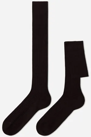 Calzedonia Calcetín largo de hilo de escocia de canalé para hombre Hombre Tamaño 44-45