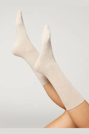 Calzedonia Calcetines Cortos Acanalados con Lana y cashmere Mujer Tamaño TU
