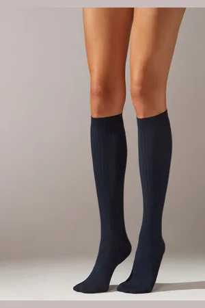 Calzedonia Calcetines Largos en Cachemira Acanalada Mujer Tamaño 36-38