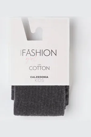 Calzedonia Panty Algodón Efecto Canalé Chica Tamaño 4-6