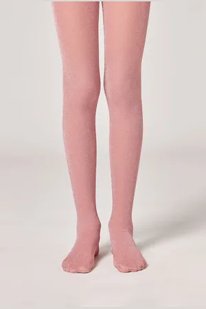 Calzedonia Pantis Opacos 70 Deniers con Glitter de Niña Chica Tamaño 2-4