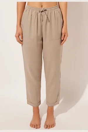 Calzedonia Pantalón Largo Recto Lino y Viscosa Mujer Tamaño S